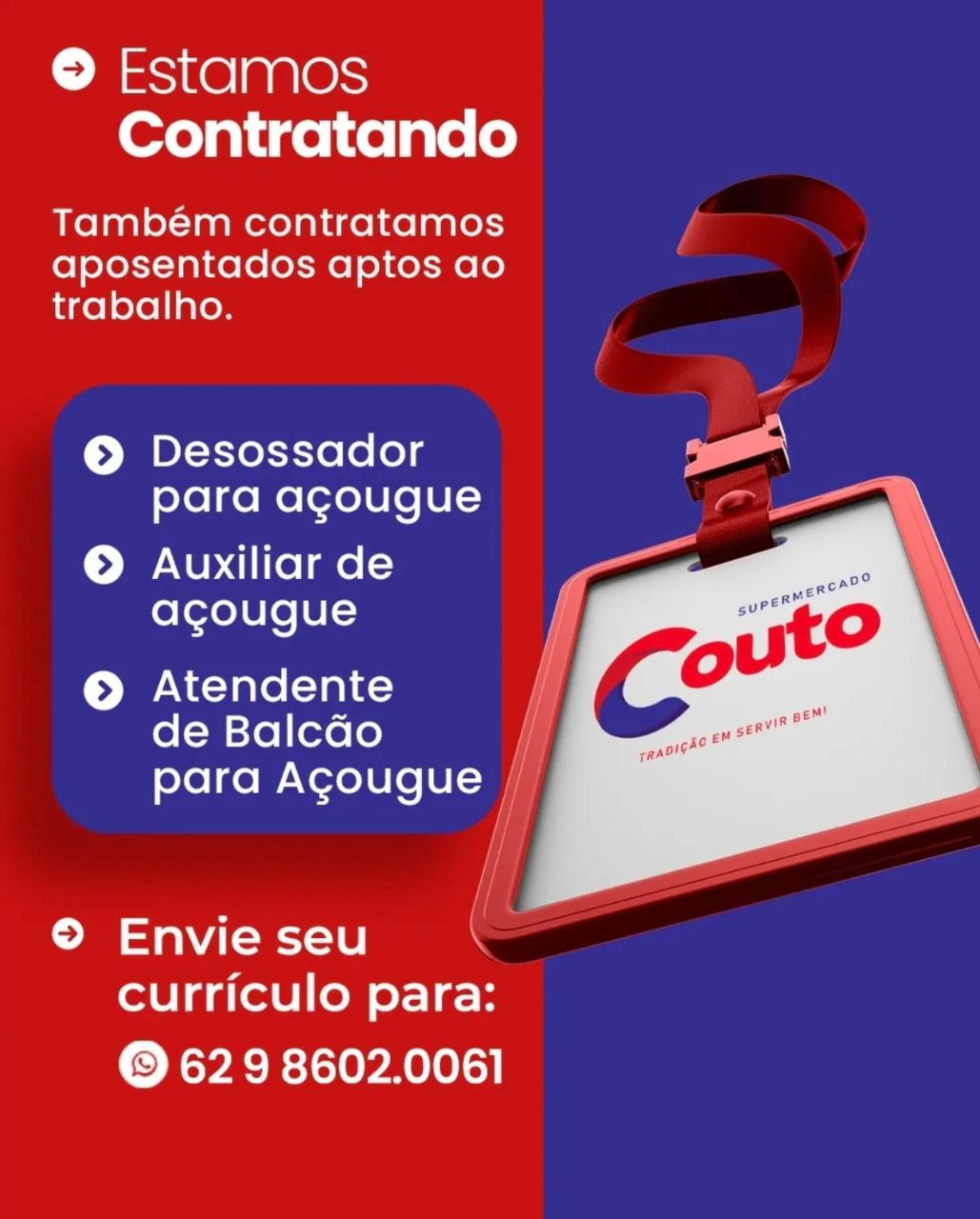 Desossador para açougue / Auxiliar de açougue / Atendente de Balcão para Açougue